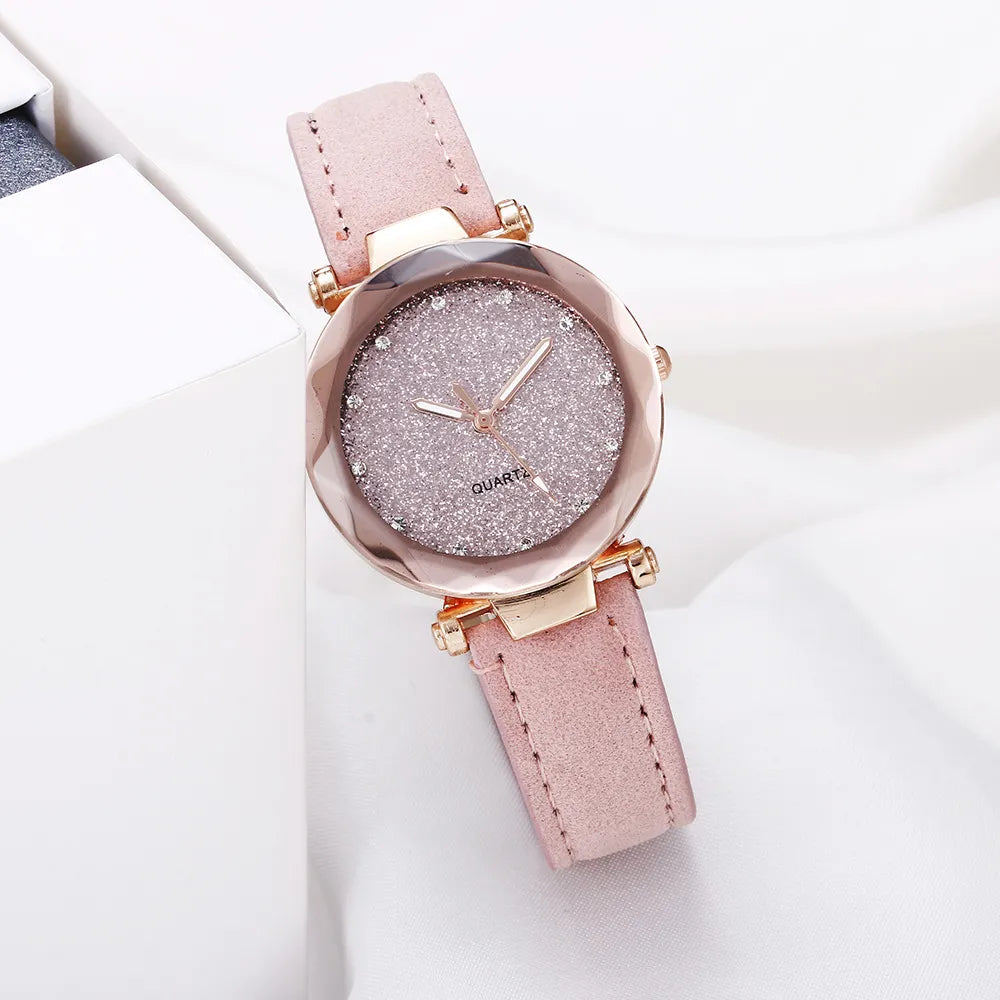 Women’s Rhinestone Vegan-Leather Dress Watch | 34 mm | Rose/Gold Accents