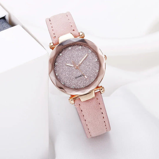Women’s Rhinestone Vegan-Leather Dress Watch | 34 mm | Rose/Gold Accents
