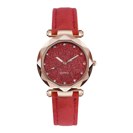 Women’s Rhinestone Vegan-Leather Dress Watch | 34 mm | Rose/Gold Accents