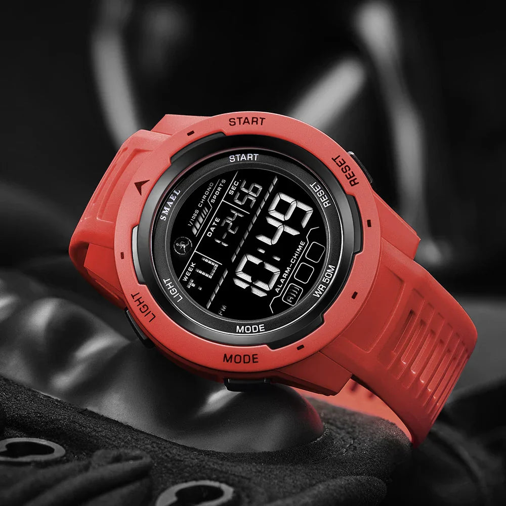 Men’s Tactical Digital Sport Watch 46 mm | 5 ATM Waterproof | LED Display | Alarm & Chronograph