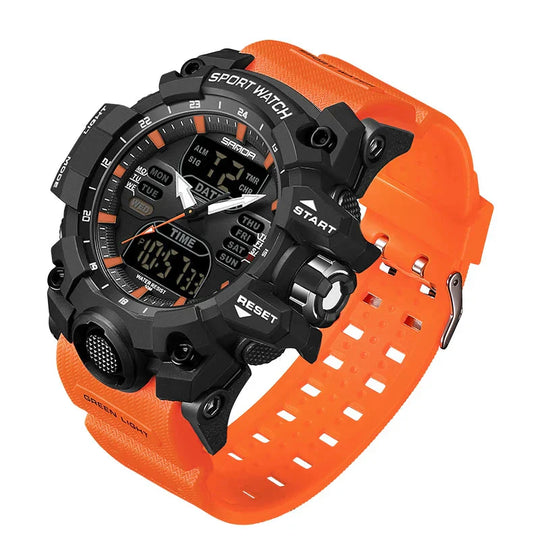 Men's Tactical Outdoor Dual-Display Chronograph Watch 55 mm | 50M Water Resistant | Silicone Strap