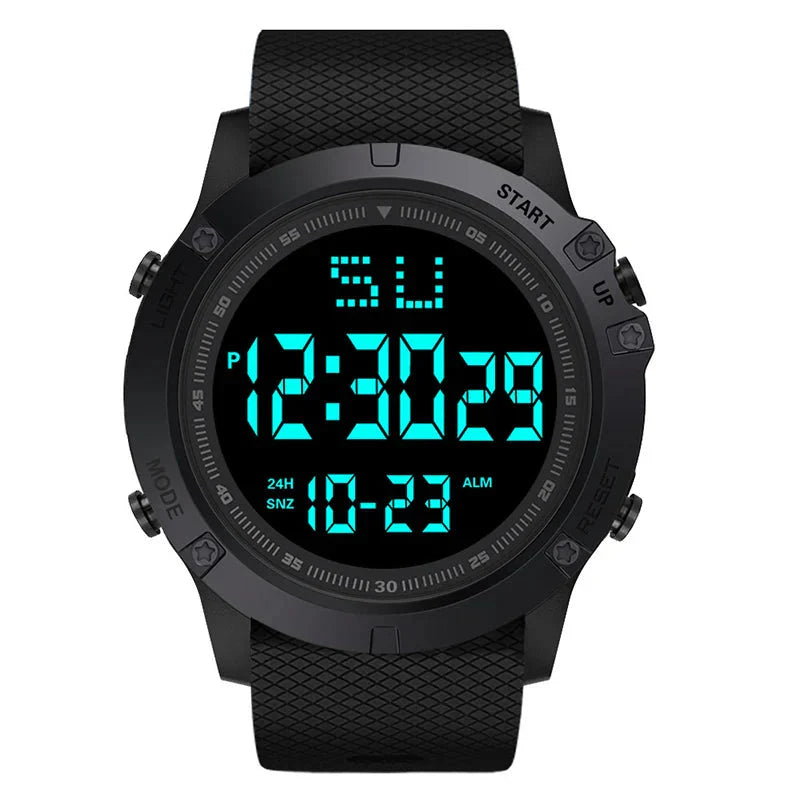 Men’s Tactical LED Digital Sports Watch 55 mm | Red Silicone Strap | 3ATM Water Resistant | Alarm & Chronograph