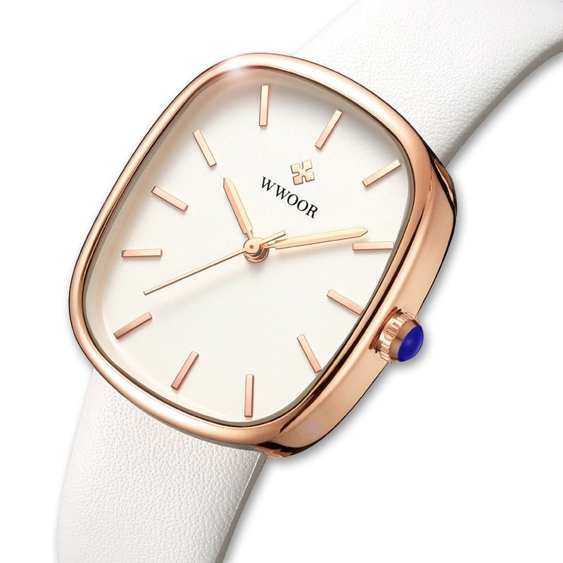 Women’s Minimalist Quartz Watch | 28.5 mm Case | Leather Strap | Water-Resistant
