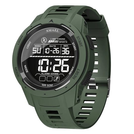 Men’s Tactical Digital Sport Watch 46 mm | 5 ATM Waterproof | LED Display | Alarm & Chronograph
