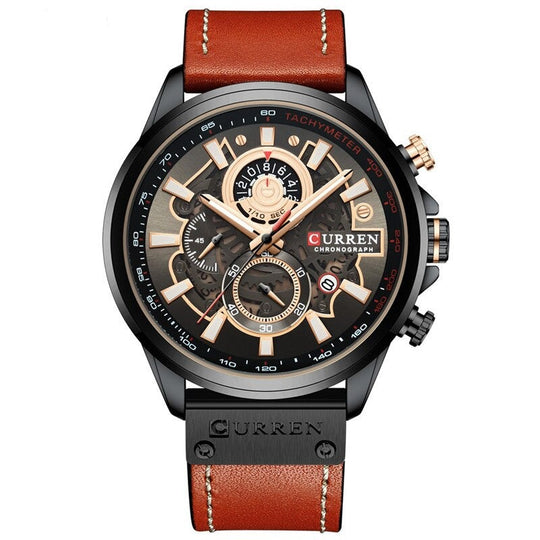 Men’s Chronograph Quartz Watch | 48 mm Case | Leather Strap | 3 ATM Water Resistant | Calendar