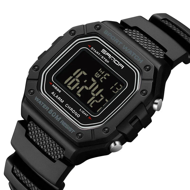 Men’s Military Digital Sport Watch 42 mm | 50 m Water Resistant | Chronograph, Alarm & LED | Green/Black Strap