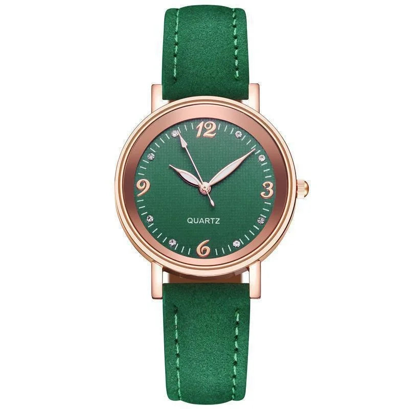 Women’s Elegant Quartz Watch | Slim Case | Crystal Hour Markers | Leather Strap