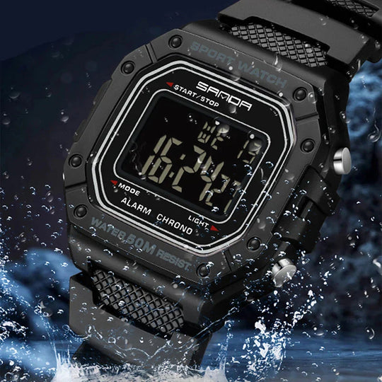 Men’s Military Digital Sport Watch 42 mm | 50 m Water Resistant | Chronograph, Alarm & LED | Green/Black Strap