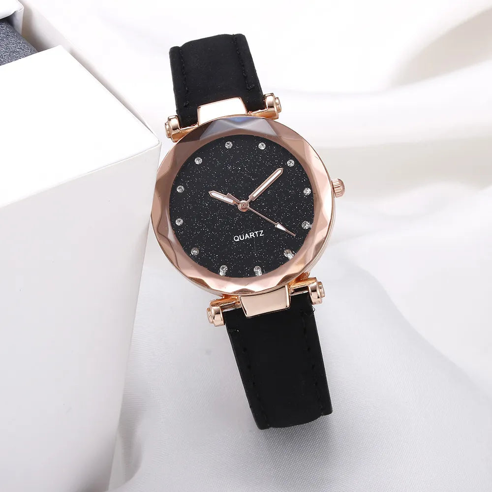 Women’s Rhinestone Vegan-Leather Dress Watch | 34 mm | Rose/Gold Accents