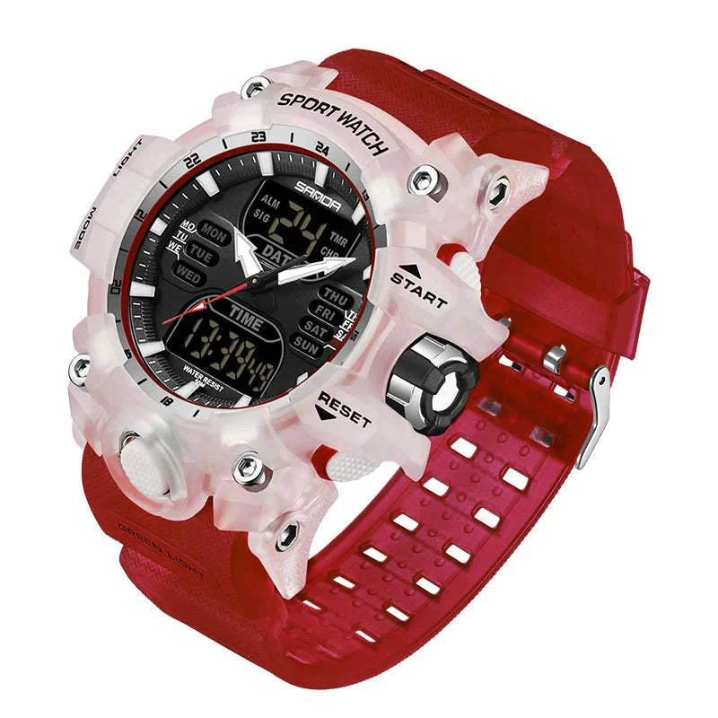 Men's Tactical Outdoor Dual-Display Chronograph Watch 55 mm | 50M Water Resistant | Silicone Strap
