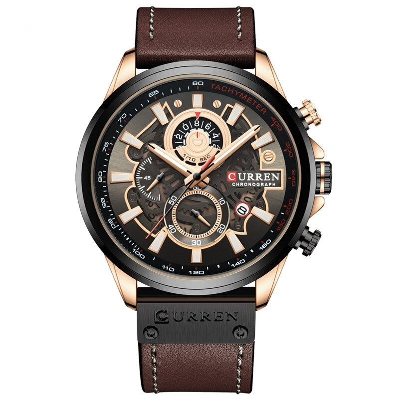 Men’s Chronograph Quartz Watch | 48 mm Case | Leather Strap | 3 ATM Water Resistant | Calendar
