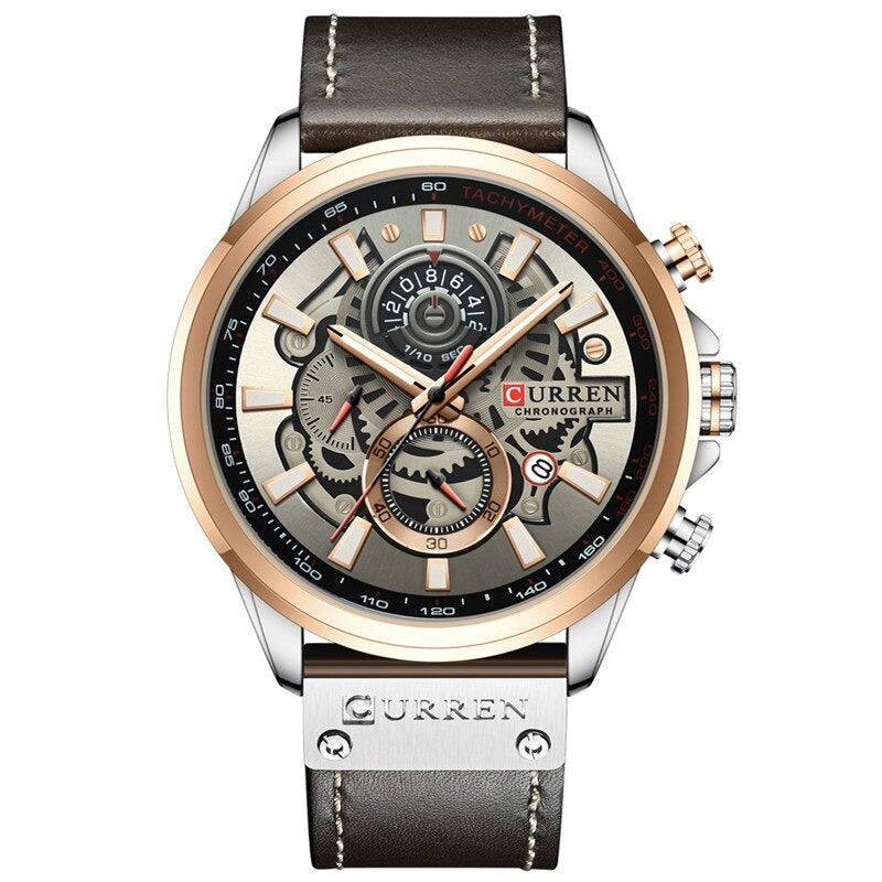 Men’s Chronograph Quartz Watch | 48 mm Case | Leather Strap | 3 ATM Water Resistant | Calendar