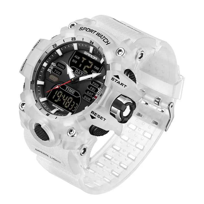 Men's Tactical Outdoor Dual-Display Chronograph Watch 55 mm | 50M Water Resistant | Silicone Strap