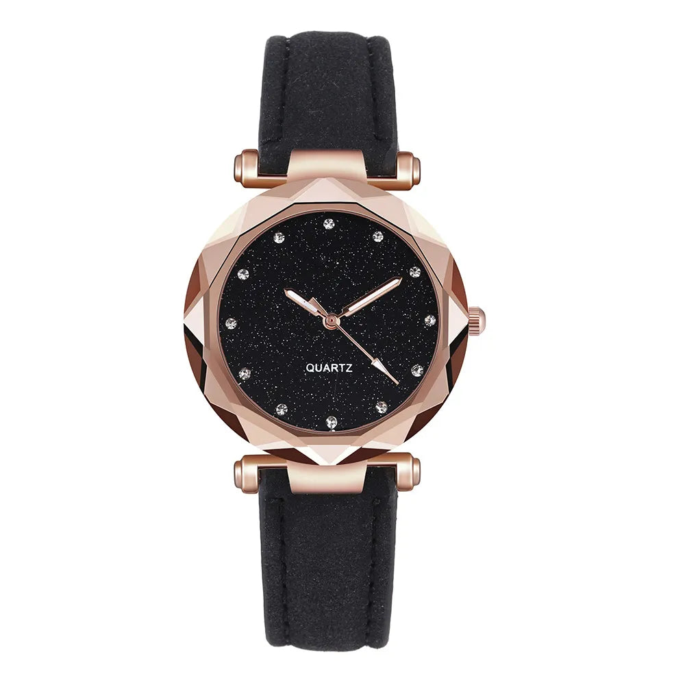 Women’s Rhinestone Vegan-Leather Dress Watch | 34 mm | Rose/Gold Accents