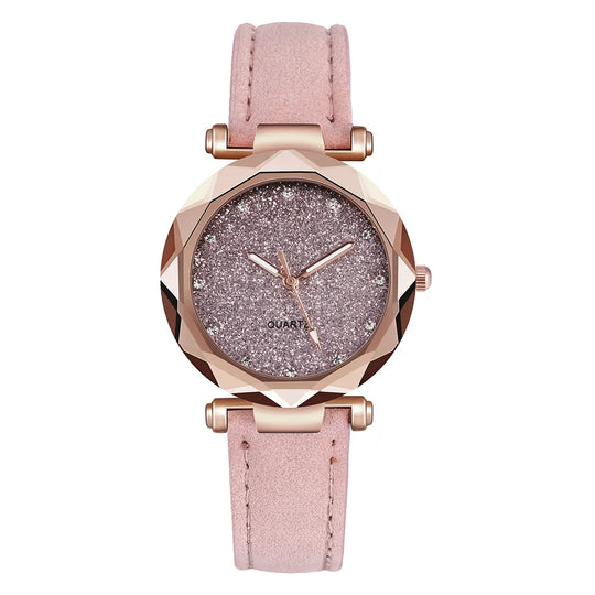 Women’s Rhinestone Vegan-Leather Dress Watch | 34 mm | Rose/Gold Accents