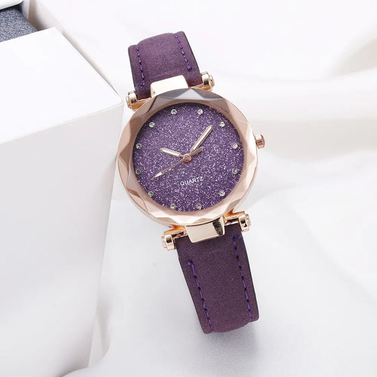 Women’s Rhinestone Vegan-Leather Dress Watch | 34 mm | Rose/Gold Accents