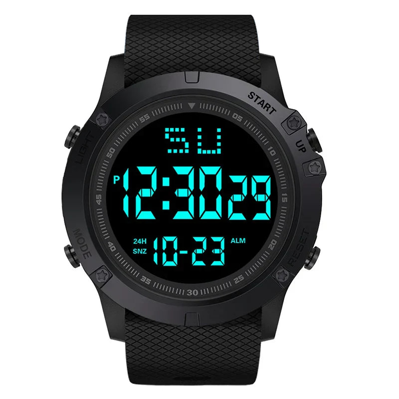 Men’s Tactical LED Digital Sports Watch 55 mm | Red Silicone Strap | 3ATM Water Resistant | Alarm & Chronograph