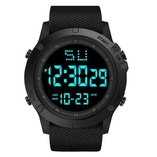 Men’s Tactical LED Digital Sports Watch 55 mm | Red Silicone Strap | 3ATM Water Resistant | Alarm & Chronograph