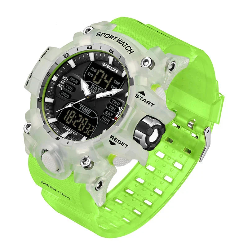 Men's Tactical Outdoor Dual-Display Chronograph Watch 55 mm | 50M Water Resistant | Silicone Strap