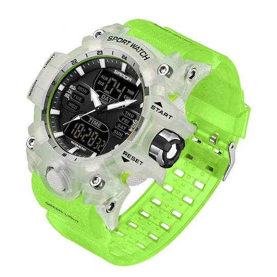 Men's Tactical Outdoor Dual-Display Chronograph Watch 55 mm | 50M Water Resistant | Silicone Strap