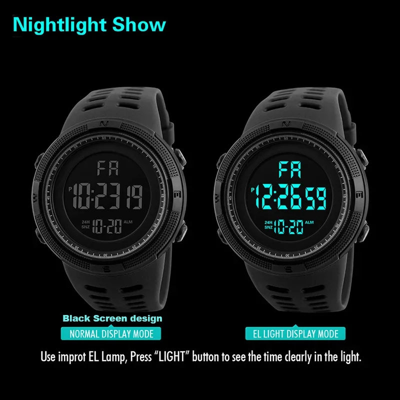 Men’s Digital Military Sports Watch 50 mm | Silicone Strap | 50M Water Resistant | Chronograph & Alarm