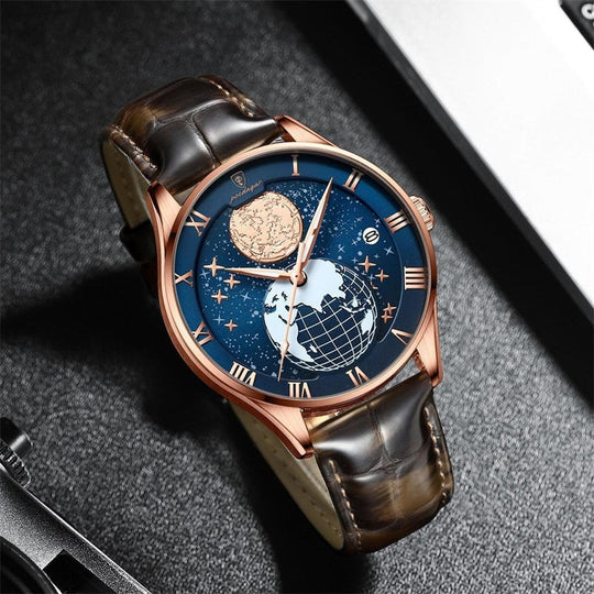 Men’s Astronomical Dial Quartz | Watch with World Map | 40 mm | Business/Dress | Water-Resistant