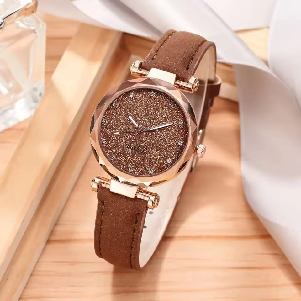 Women’s Rhinestone Vegan-Leather Dress Watch | 34 mm | Rose/Gold Accents