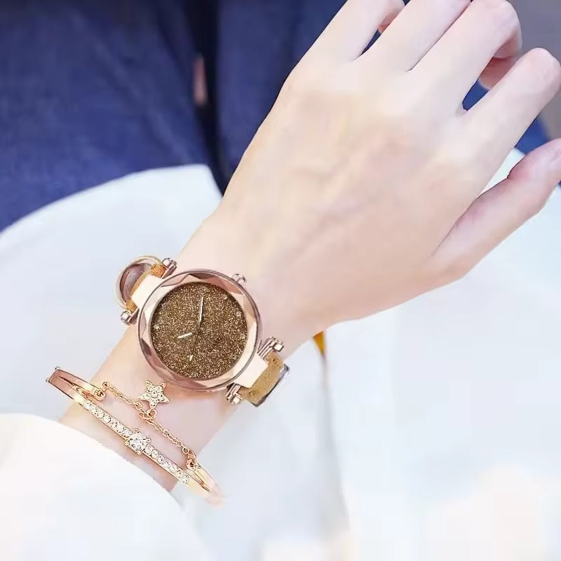 Women’s Rhinestone Vegan-Leather Dress Watch | 34 mm | Rose/Gold Accents