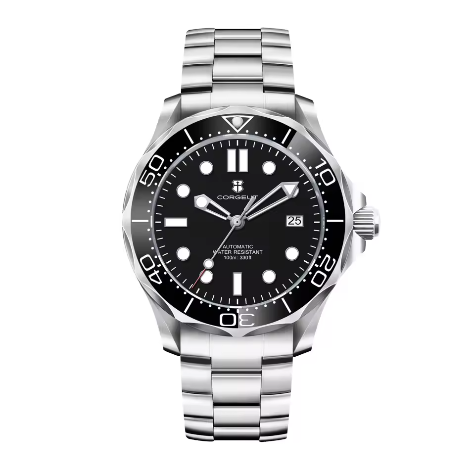 Men’s Automatic NH35 Watch 40 mm | 316L Steel Case & Bracelet | Sapphire Crystal | Ceramic Bezel