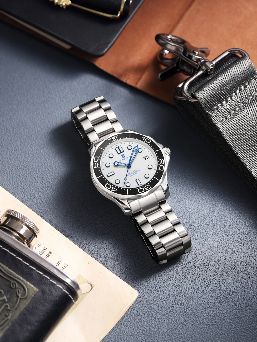 Men’s Automatic NH35 Watch 40 mm | 316L Steel Case & Bracelet | Sapphire Crystal | Ceramic Bezel