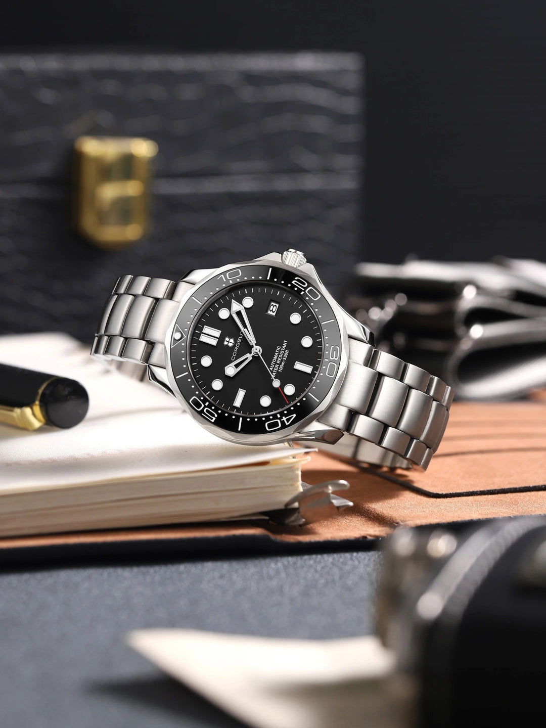 Men’s Automatic NH35 Watch 40 mm | 316L Steel Case & Bracelet | Sapphire Crystal | Ceramic Bezel