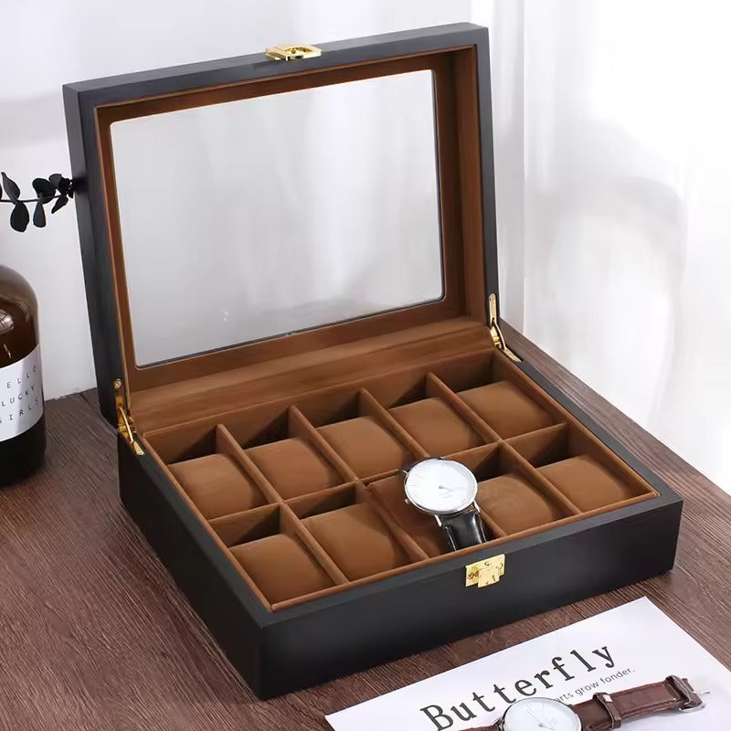 Unisex Wooden Watch Display Case Organizer | 6 Slots | Dust Protection
