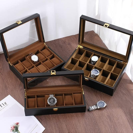 Unisex Wooden Watch Display Case Organizer | 6 Slots | Dust Protection
