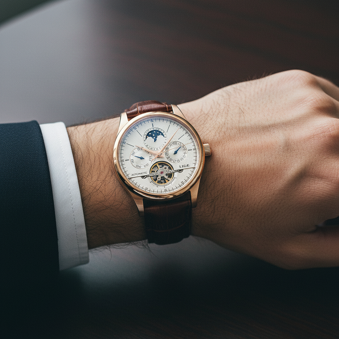 Smith Watches Automatic Dress 40mm Gold White - On Wrist Lifestyle
