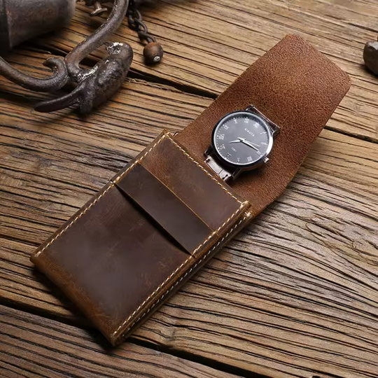 Unisex Heritage Leather Watch Case | Travel Storage | Scratch Protection