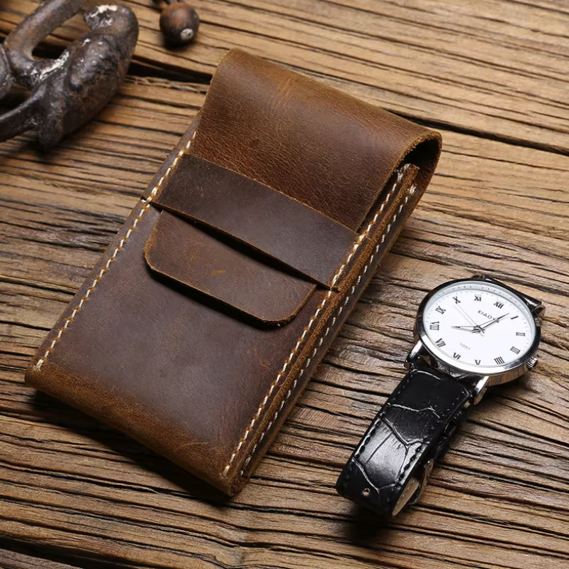 Unisex Heritage Leather Watch Case | Travel Storage | Scratch Protection