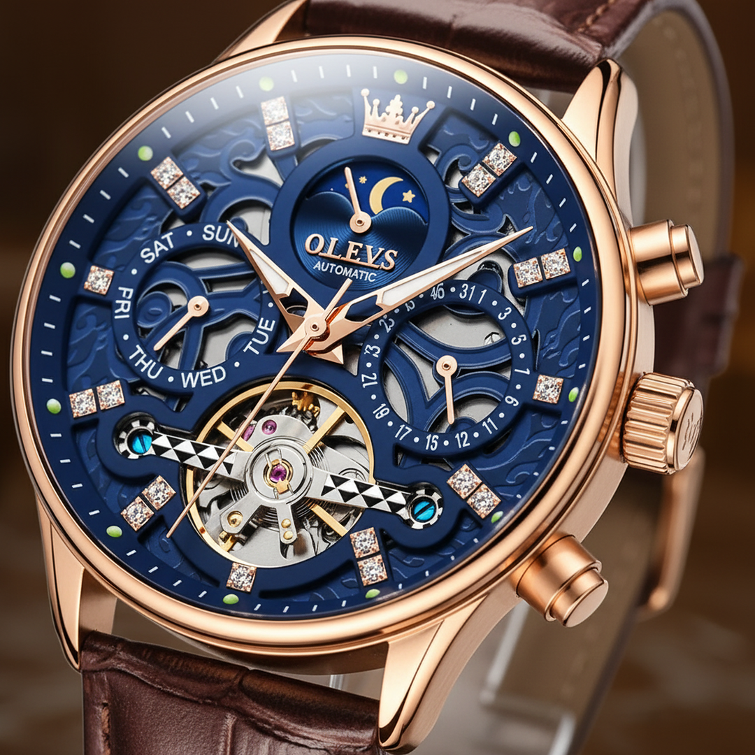 Smith Watches Mechanical Rose Gold Blue - Dial Macro