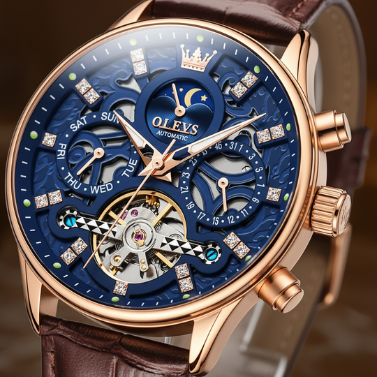 Smith Watches Mechanical Rose Gold Blue - Dial Macro