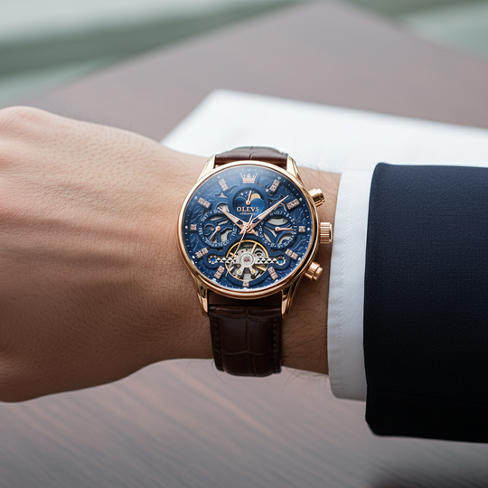 Smith Watches Mechanical Rose Gold Blue - On Wrist Lifestyle