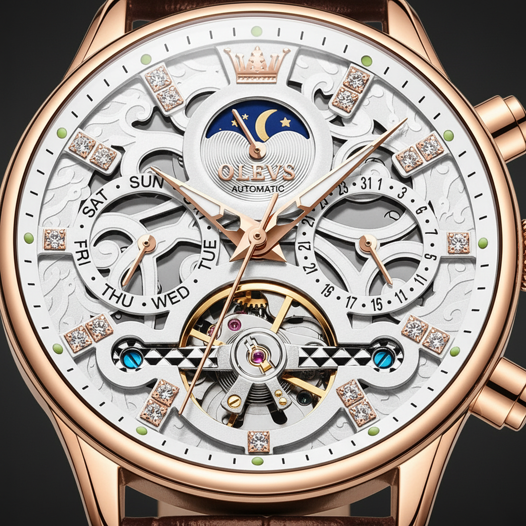 Smith Watches Mechanical Rose Gold White - Dial Macro
