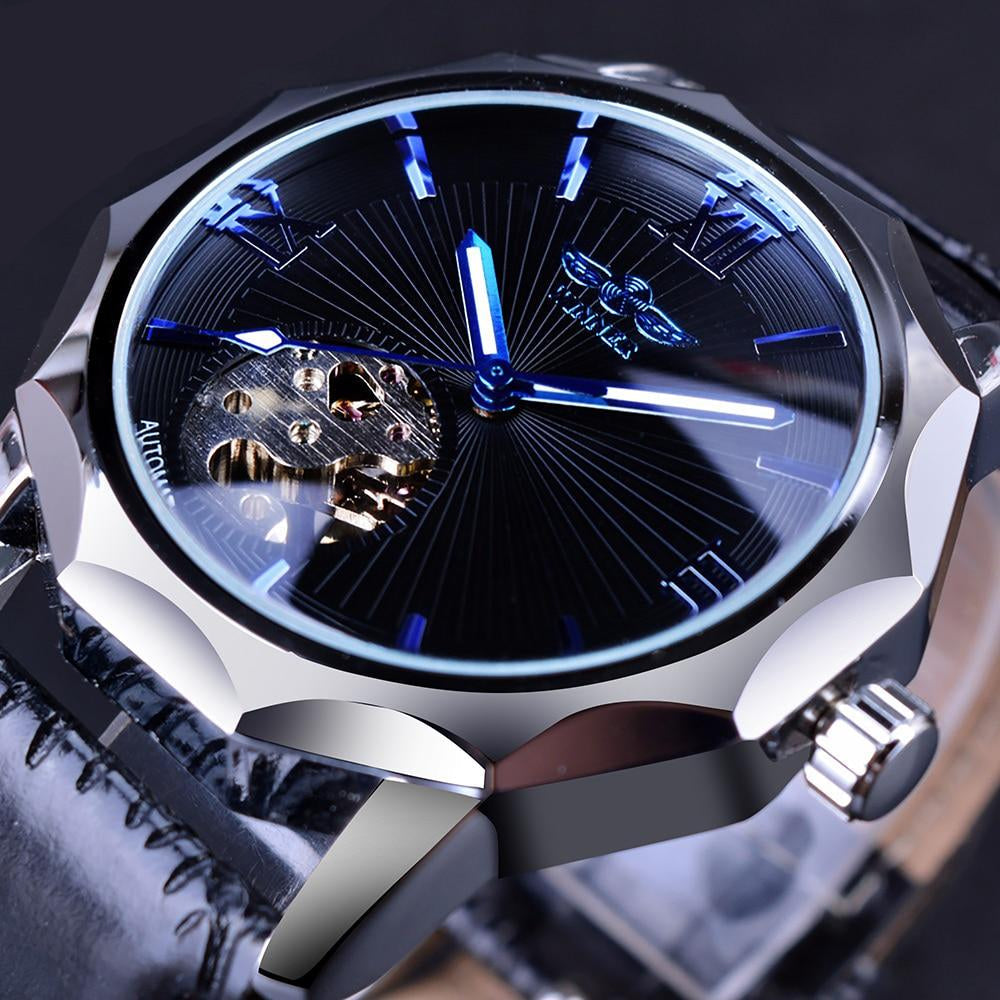 Men’s Premium Automatic Skeleton Watch | 42 mm Case | Octagonal Bezel | Leather Strap