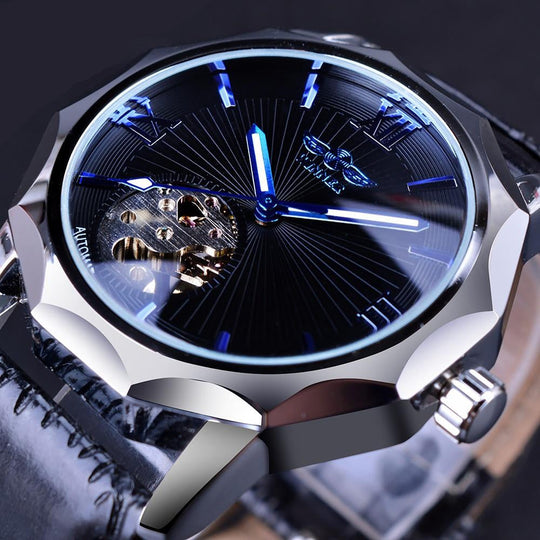 Men’s Premium Automatic Skeleton Watch | 42 mm Case | Octagonal Bezel | Leather Strap