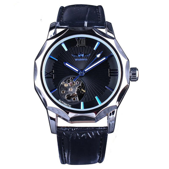Men’s Premium Automatic Skeleton Watch | 42 mm Case | Octagonal Bezel | Leather Strap